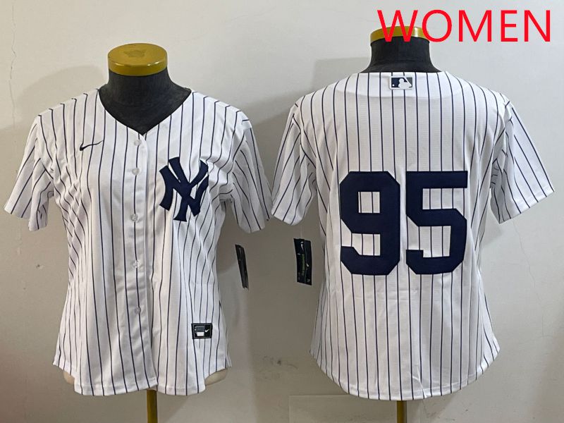 Women New York Yankees #95 No Name White Stripe Game 2025 Nike MLB Jersey style 2